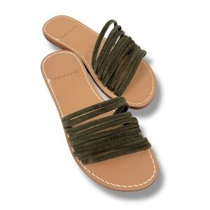 by James Olivia Slide Sandal in Olive Green Suede Size 7